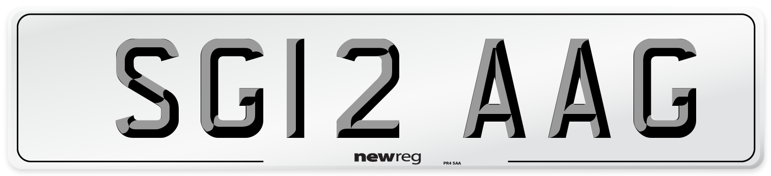 SG12 AAG Number Plate from New Reg